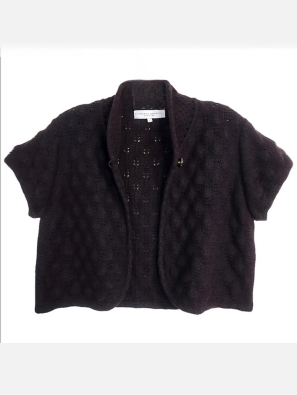 Carolina Herrera Brown Bolero Sweater Knit Shrug, Size L ~ EUC